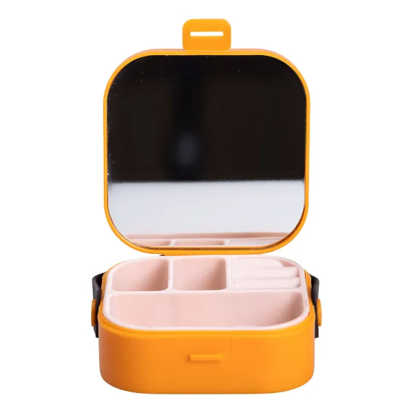 Ящик для украшений Mini Box с зеркалом 9х9х3,8 см Оранжевый (HP-5-27O)