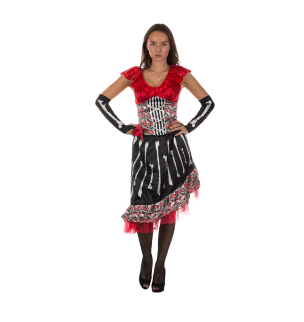 Платье на Хэллоуин женское с костями S-M Разноцветный (470105)