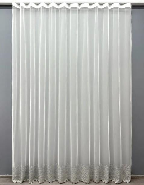 Тюль грек сетка с принтом Молочный/Серый (1632т)