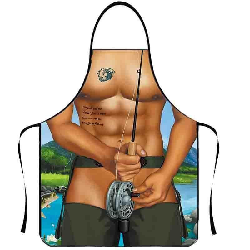 Фартук прикольный с мужским торсом Рыбак 75x60 см Разноцветный (49999)