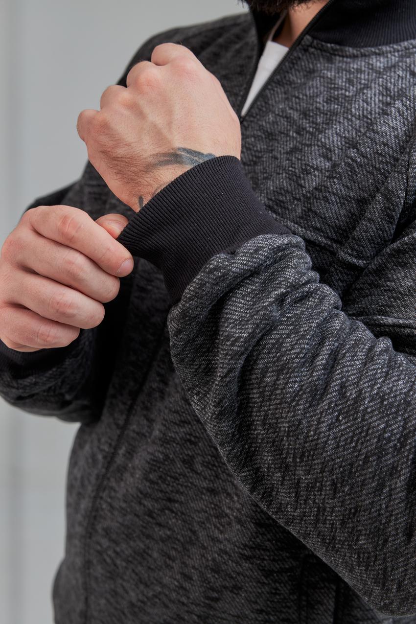 Кофта мужской М0143.4 на замке XXL Черный меланж (638-1-64) - фото 6 Кофта мужской М0143.4 на замке XXL Черный меланж (638-1-64) - фото 6