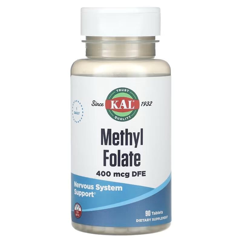 Фолиевая кислота B-9 KAL Methyl Folate 400 mcg DFE 90 табл. (CAL-30686)