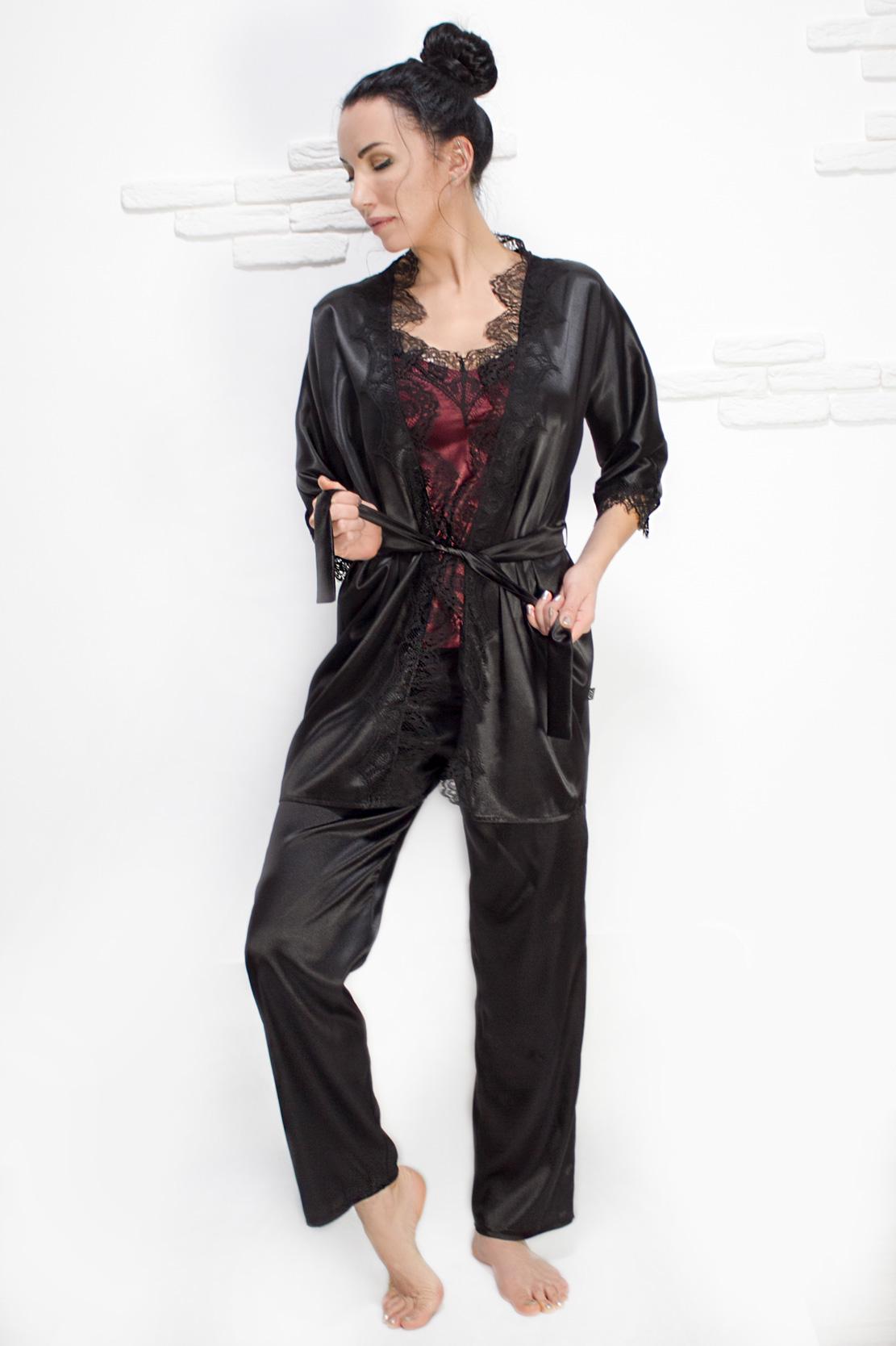 Домашній костюм Ghazel 17111-24 Сицилія р. 42 Чорний/Марсала майка (5586842)