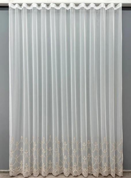 Тюль в гостиную/спальню с узором фатин Молочный/Пудровый (1468т)