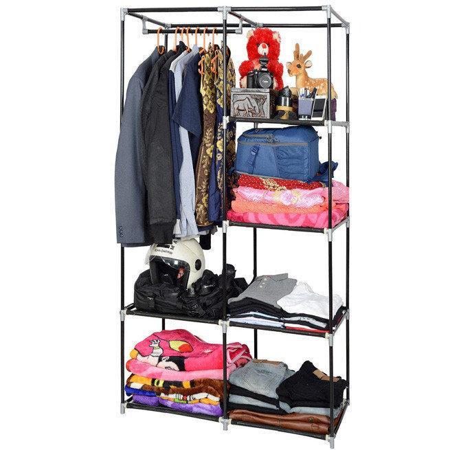 Шафа текстильна розкладна HCX Storage Wardrobe на 2 секції 90x45x170 см Синій - фото 2