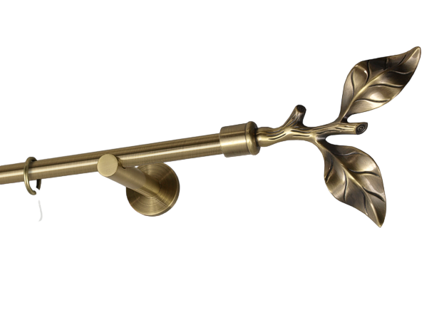 Карниз MStyle Листок Розы металлический однорядный труба 16 мм кронштейн цылиндр 240 см Антик (J010163)