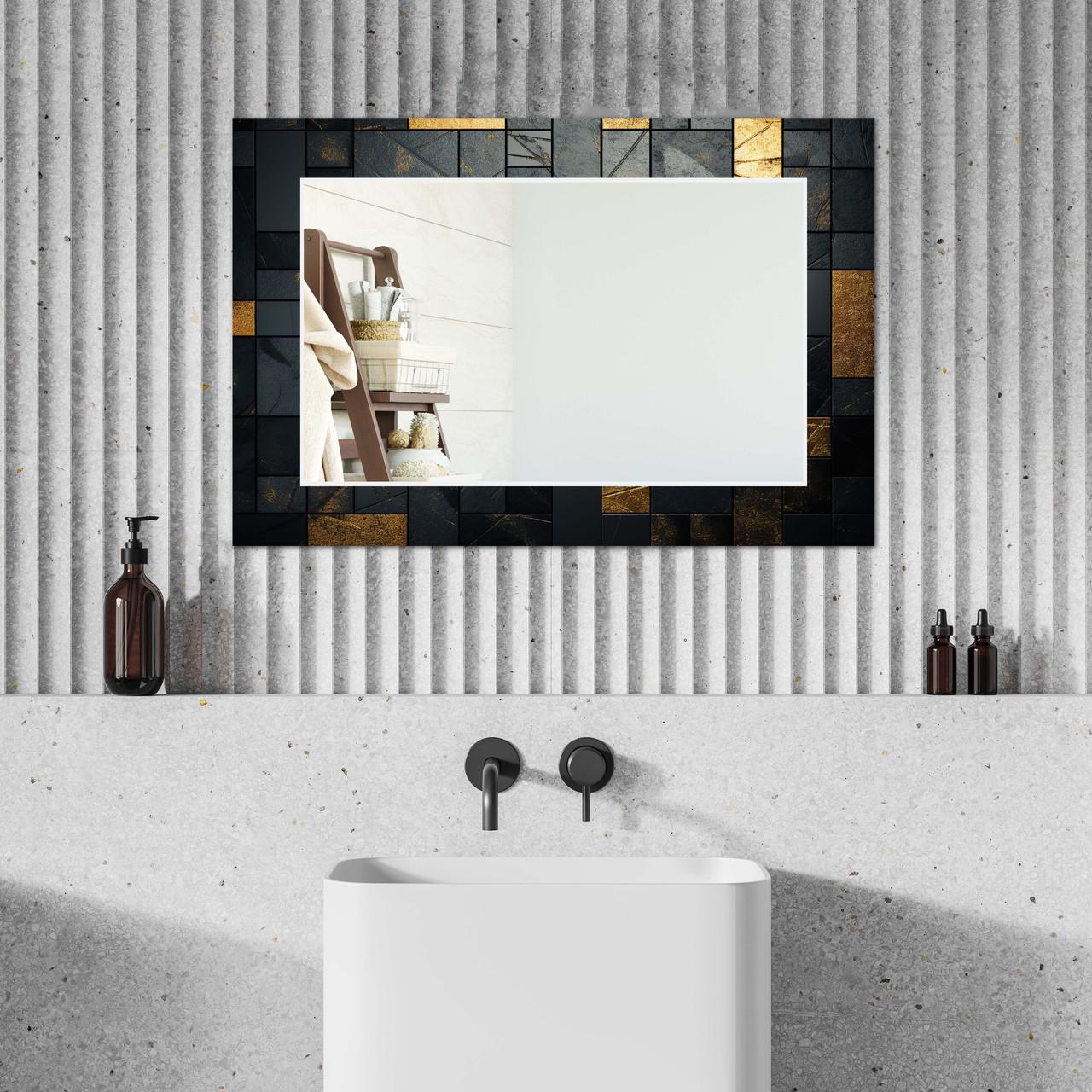 Зеркало на стену NovellaPrint с рисунком плитки прямоугольное 110х70 см (2020.7)