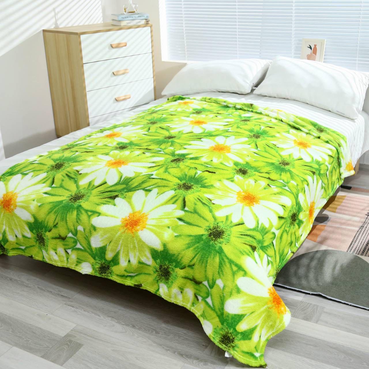 Плед-покрывало Malloory Home из микрофибры Ромашки 180x200 см Салатовый (07-26-4)