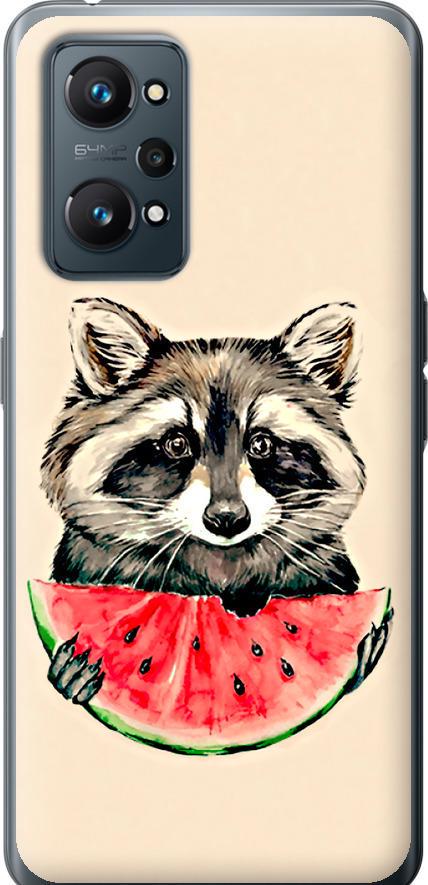 Чехол на Realme GT Neo 2 Енотик с арбузом (4605u-2489-42517)