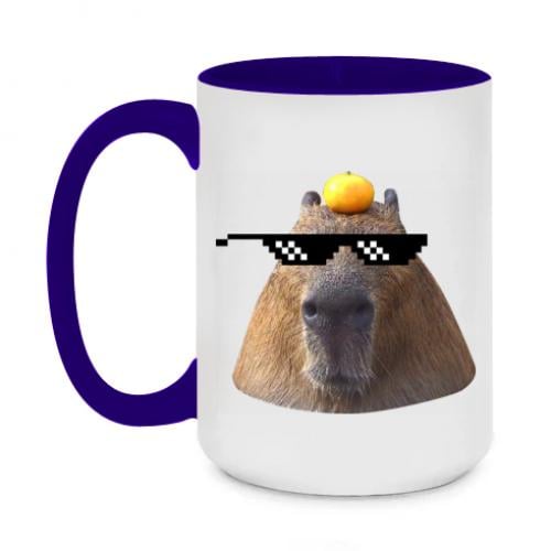 Чашка керамическая двухцветная Capybara cool 420 мл Темно-синий (12767746-8-181785) - фото 1