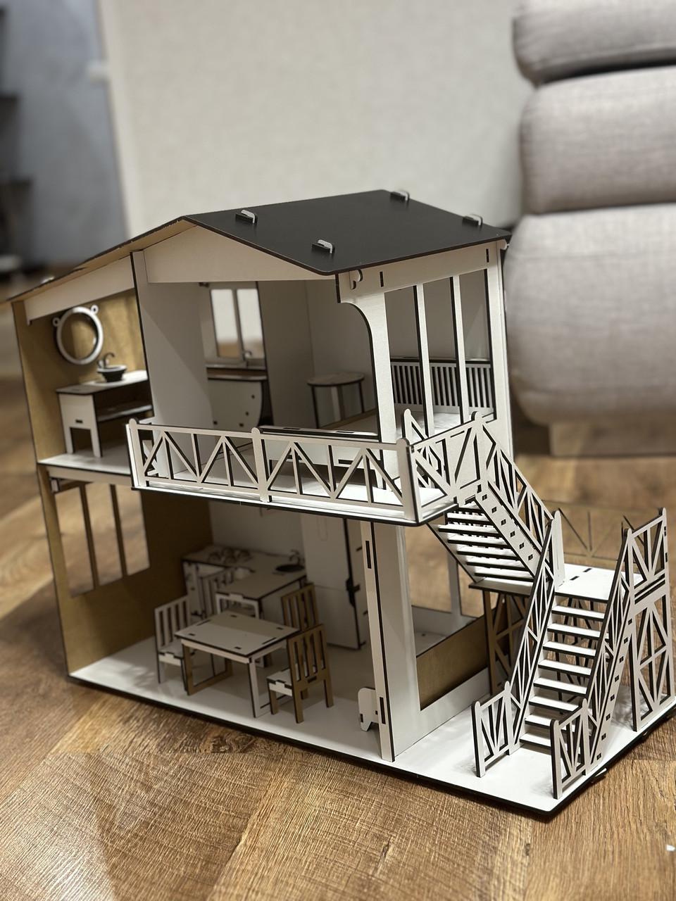 Конструктор-пазл детский Кукольный домик с балконом и лестницей деревянный (1777515643) - фото 3 Конструктор-пазл детский Кукольный домик с балконом и лестницей деревянный (1777515643) - фото 3