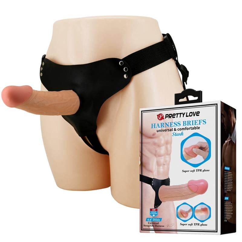 Страпон Pretty Love Harness Briefs Stark з порожнистою насадкою ( 38131733)
