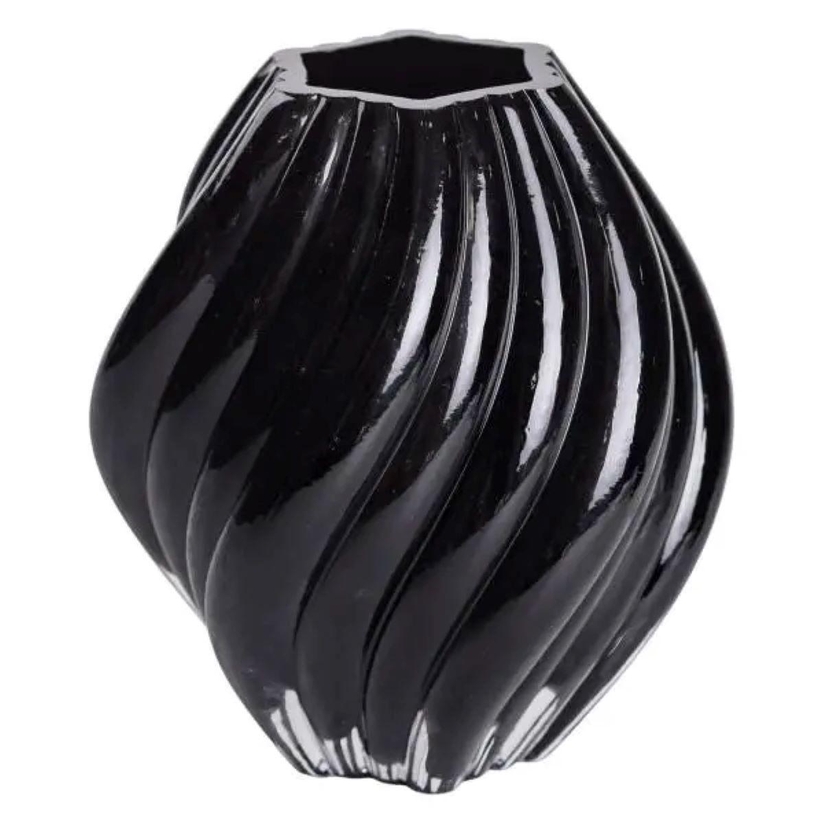 Ваза декоративная стеклянная для цветов фигурная 22,5 см 3 л Черный (6623)