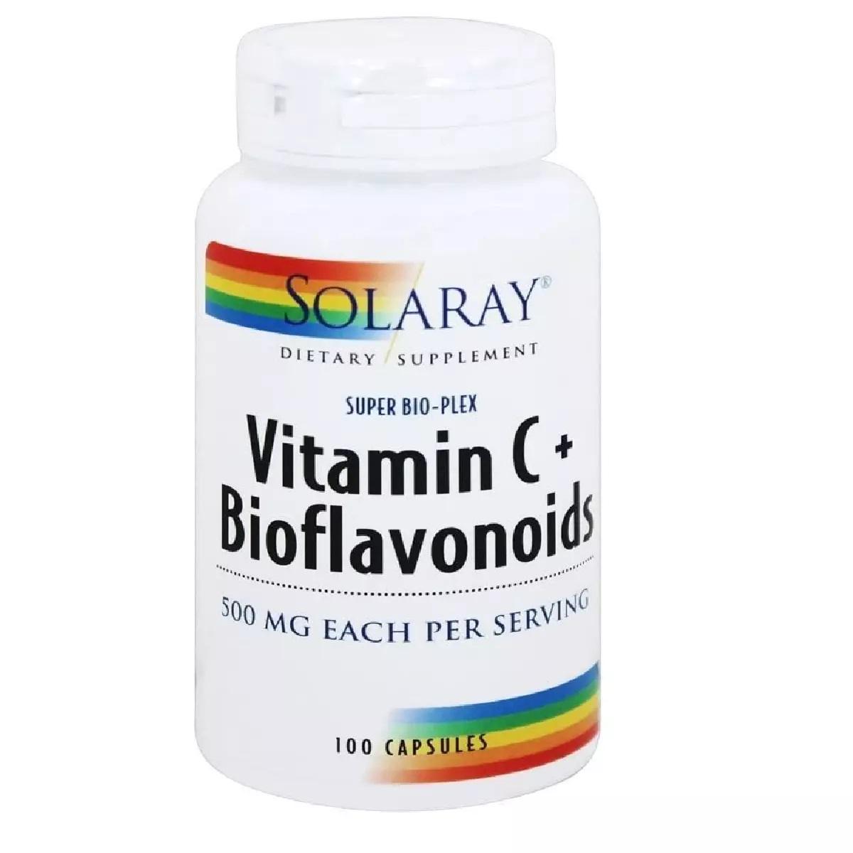 Витамин C Solaray Vitamin C + Bioflavonoids 500 мг 100 Caps (SOR04432)