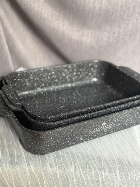 Набор жаровни Edenberg прямоугольная 3 шт. с мраморным покрытием 3,2/4,0/4,7 л (EB-12129) - фото 2