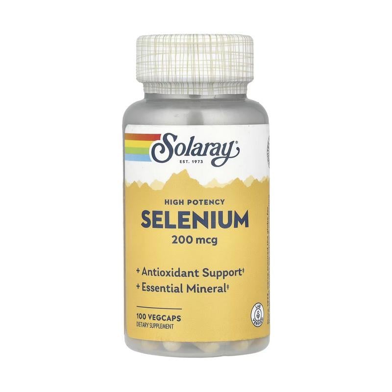 Селен дріжджовий Solaray High Potency Selenium 200 mcg 100 вег. капс.
