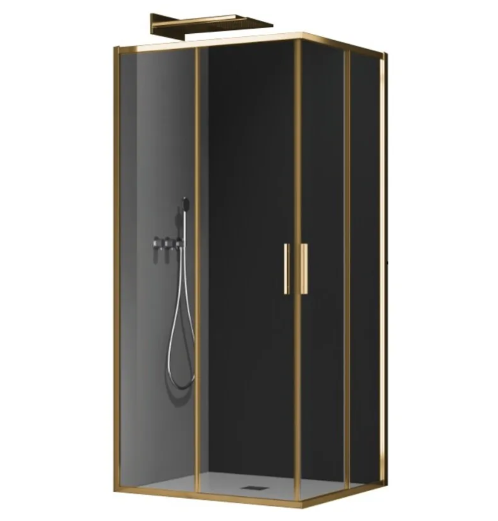 Душевая кабина без поддона KOER SR SC10-90x90x195-TR-12 прозрачное стекло Easy Clean 6 мм Матовое золото (KR5943)