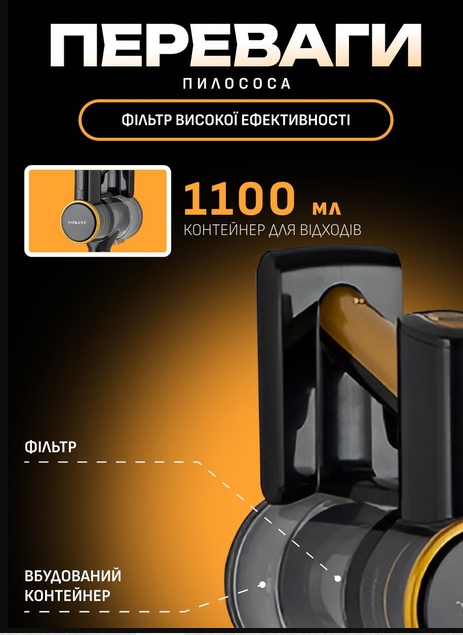 Пилосос акумуляторний ручний вертикальний безпровідний без мішка з колбою для дому циклонний пилосос 3в1 - фото 5 Пилосос акумуляторний ручний вертикальний безпровідний без мішка з колбою для дому циклонний пилосос 3в1 - фото 5