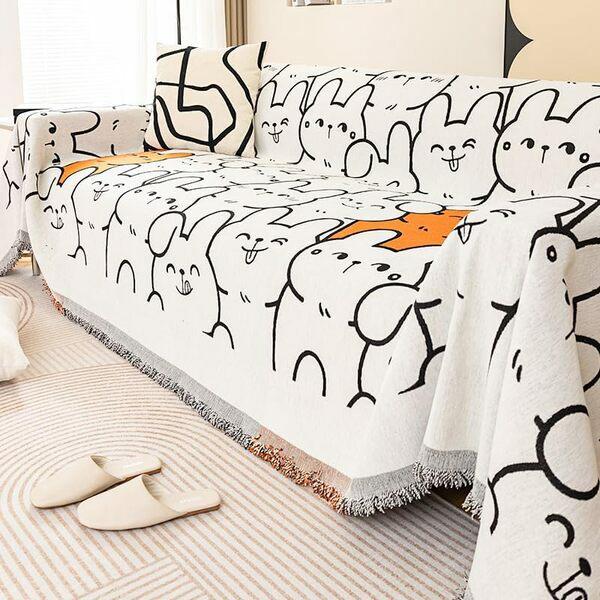 Плед покрывало на кровать/диван C00522-1 с изображением Кроликов 180х130 см - фото 9 Плед покрывало на кровать/диван C00522-1 с изображением Кроликов 180х130 см - фото 9