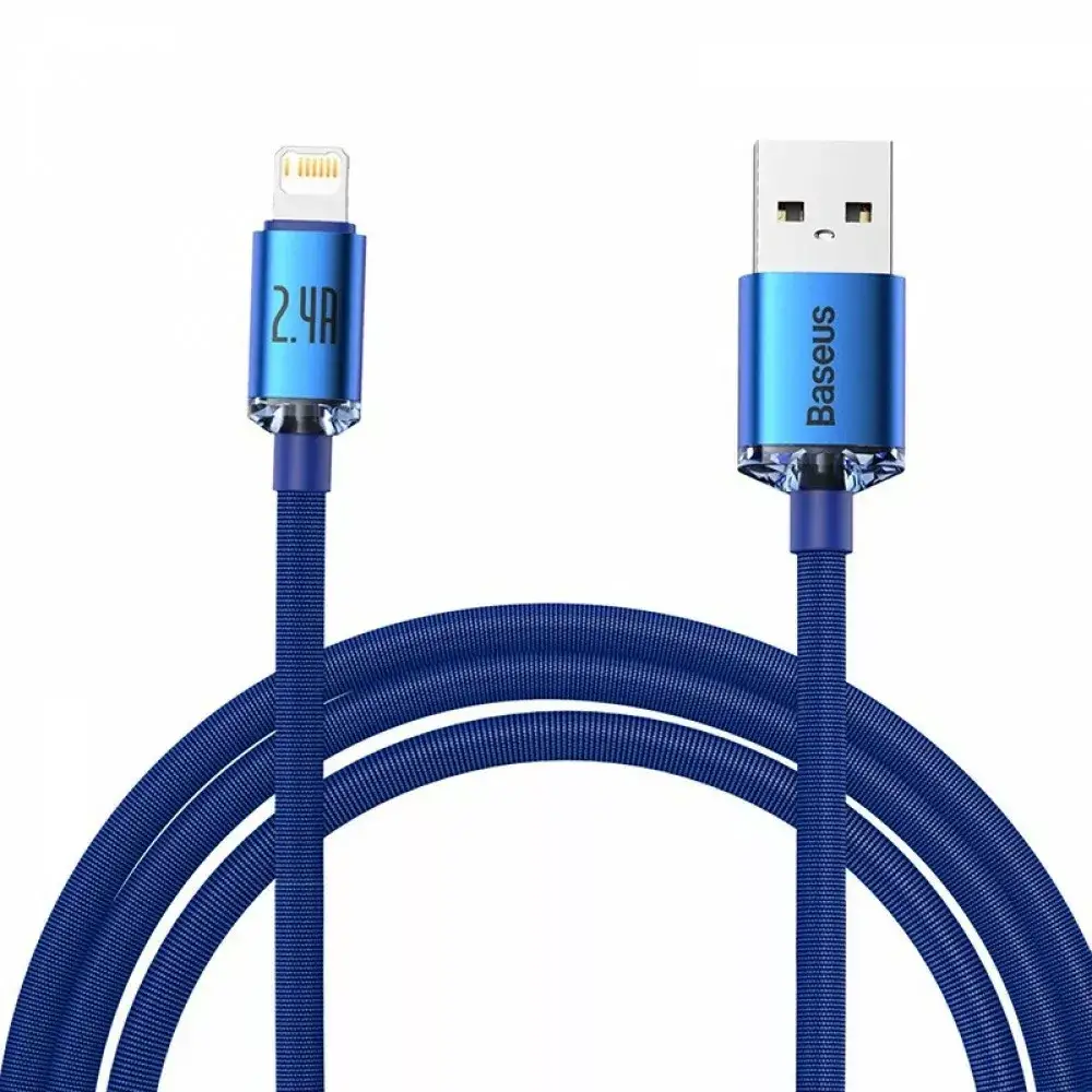 Кабель BASEUS Crystal Shine Series Fast Charging Cable USB to Lightning CAJY000103 2,4A 2 м Blue