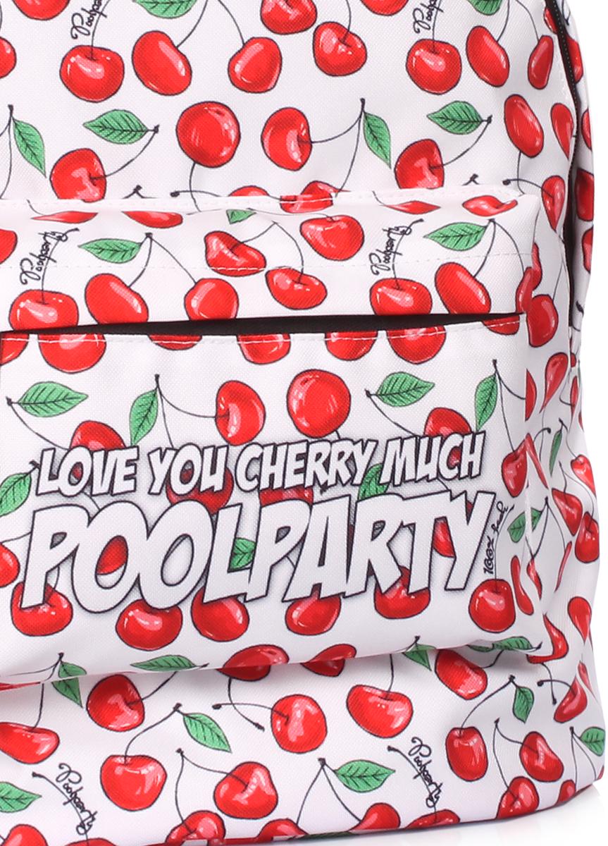 Рюкзак міський з черешнями POOLPARTY Backpack-cherry 40х30х16 см Білий (3670080) - фото 4