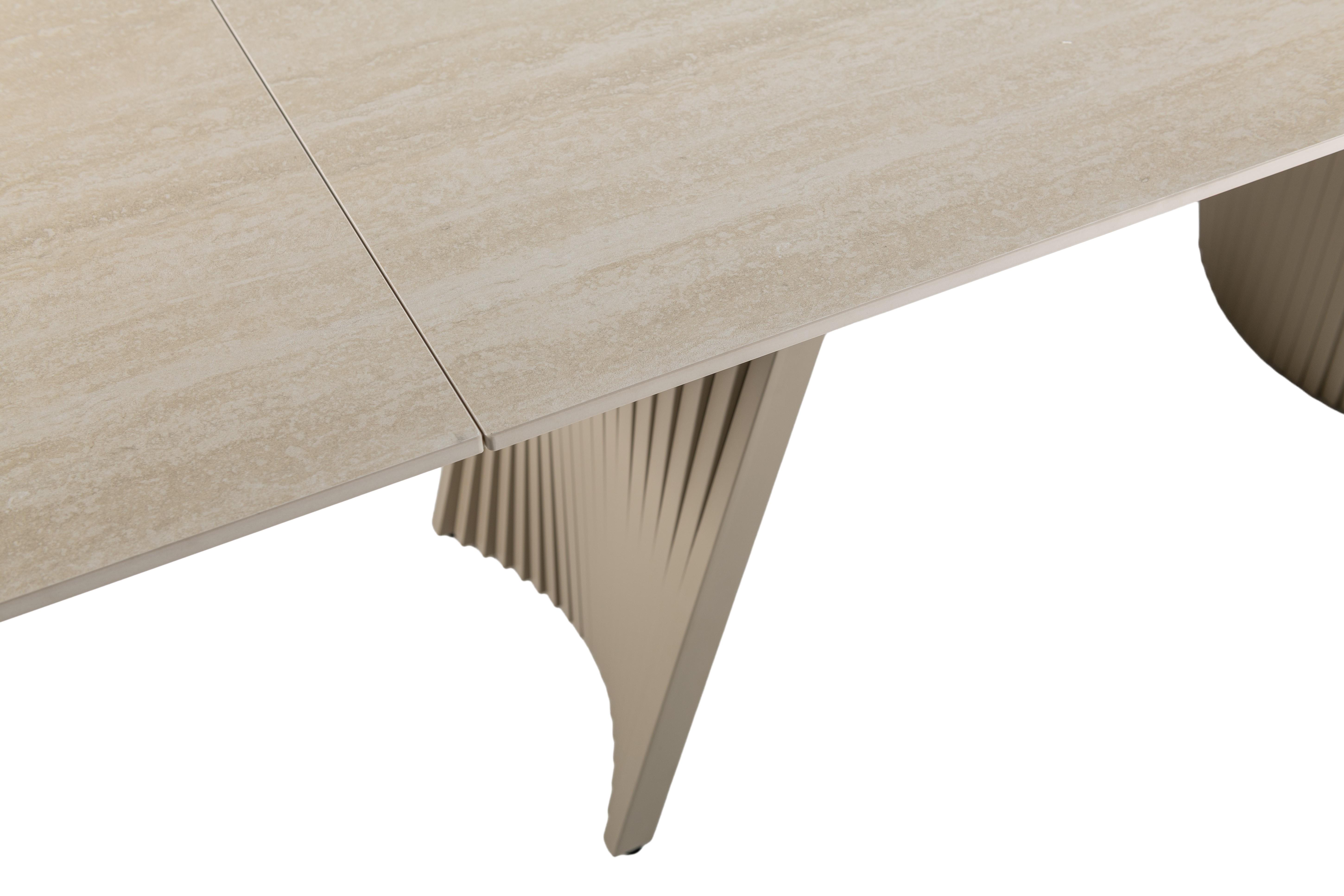 Стіл обідній розсувний Vetro Mebel Олімпія 1400- 2100x900x760 мм Крема марфіль/Бежевий (TМL-985) - фото 8 Стіл обідній розсувний Vetro Mebel Олімпія 1400- 2100x900x760 мм Крема марфіль/Бежевий (TМL-985) - фото 8