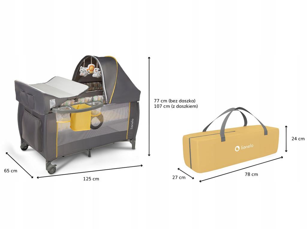Ліжечко-манеж Lionelo Sven Plus Yellow Scandi - фото 3