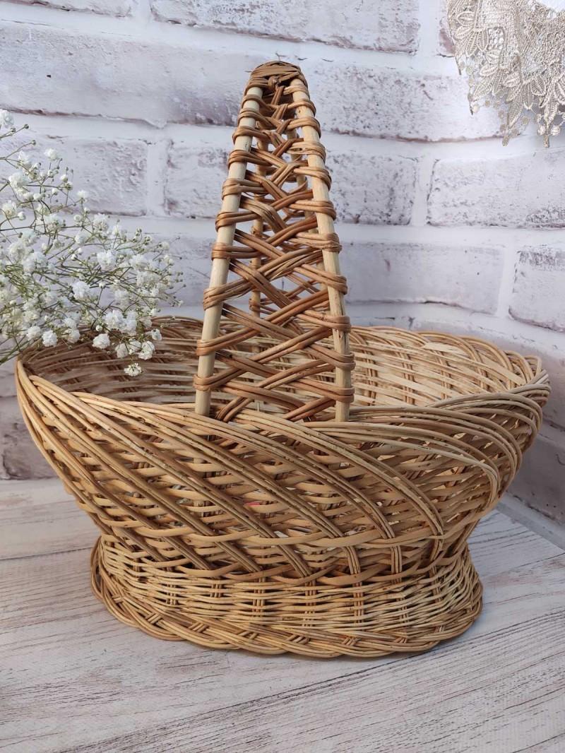 Корзина плетеная пасхальная 37х29х15 см с ручкой 19 см Коричневый (283138)