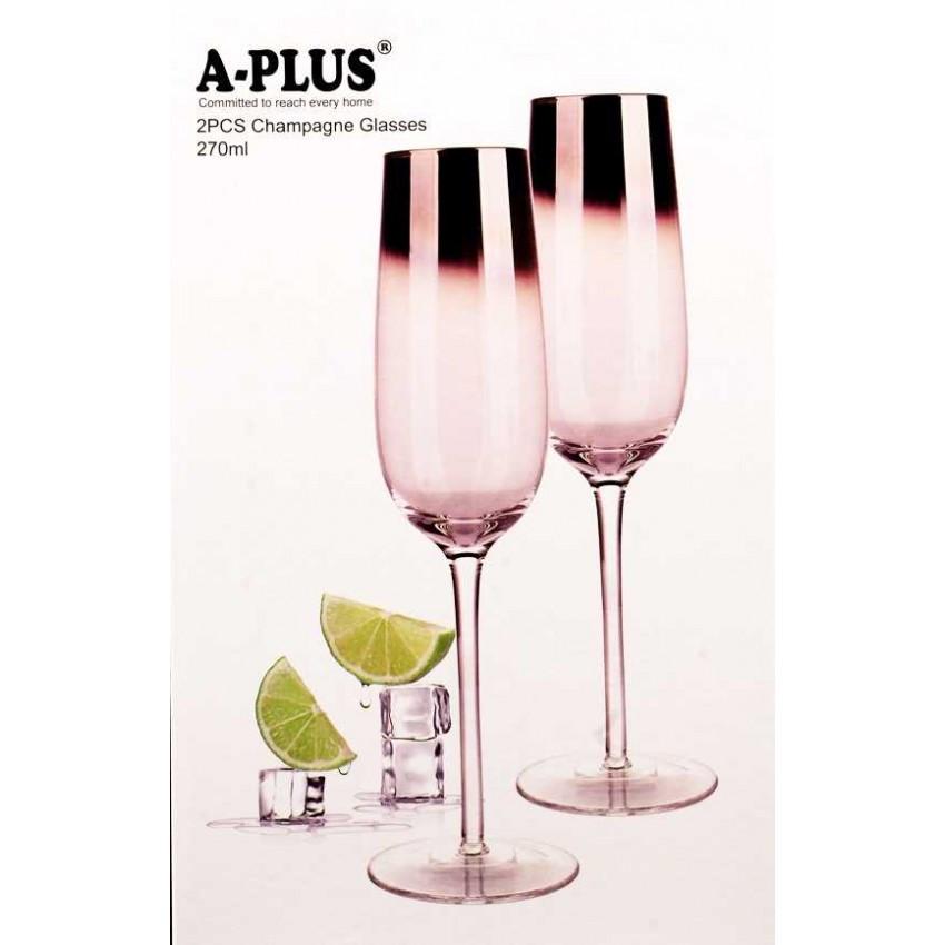 Набір келихів для шампанського A-PLUS 9050 270 мл 2 шт. (1403128389) - фото 2