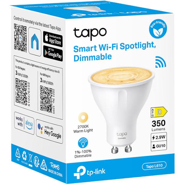 Прожектор TP-Link Tapo L610 LED Wi-Fi 350 Лм GU10 Белый (599561) - фото 2