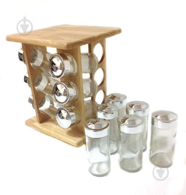 Набор для специй Stenson MS-0375 Сlassic с подставкой 12 шт Прозрачный (007553)