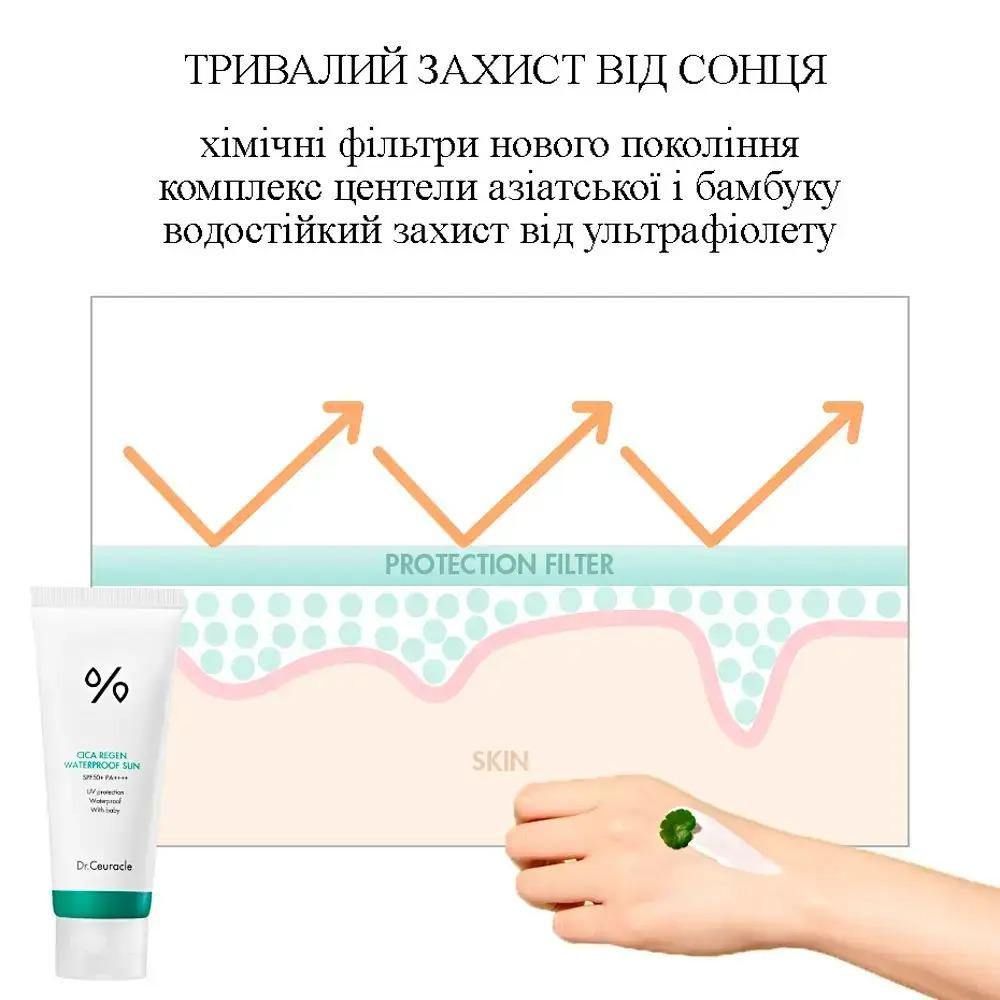 Водостійкий сонцезахисний крем з центелою азіатської SPF50+ PA++++ Dr.Ceuracle 100 мл - фото 3