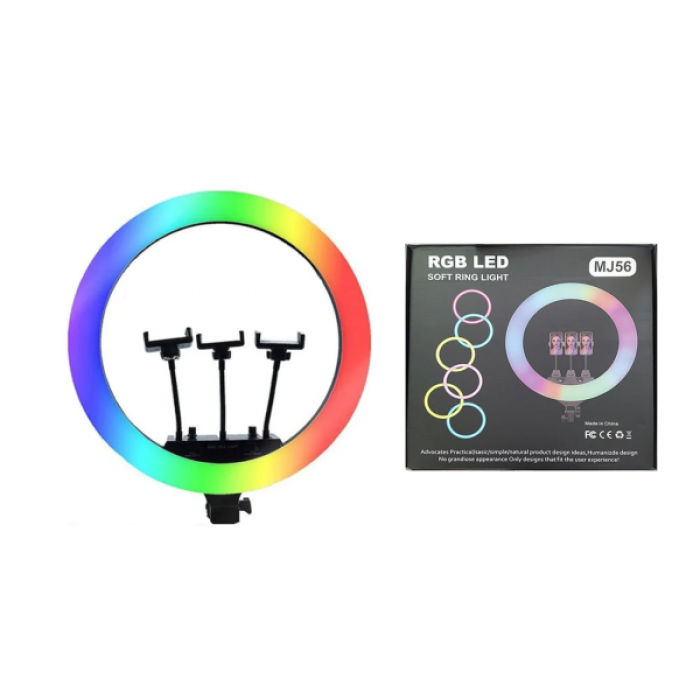 Кольцевая лампа LED 56 см с 3 держателями и пультом (MJ56) - фото 3