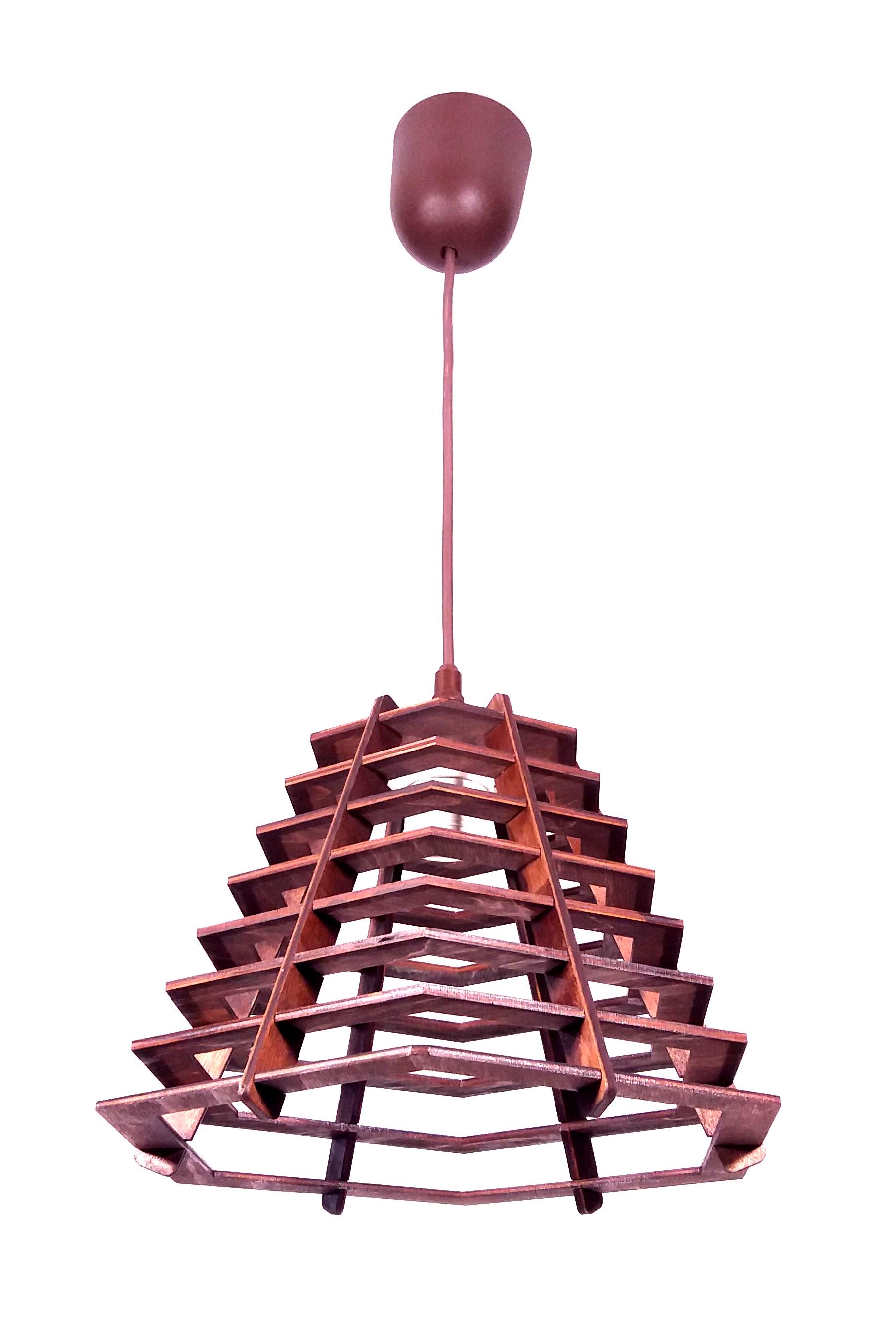 Люстра деревянная Подвес Конус шестигранник Коричневый Люстра деревянная Подвес Конус шестигранник Коричневый