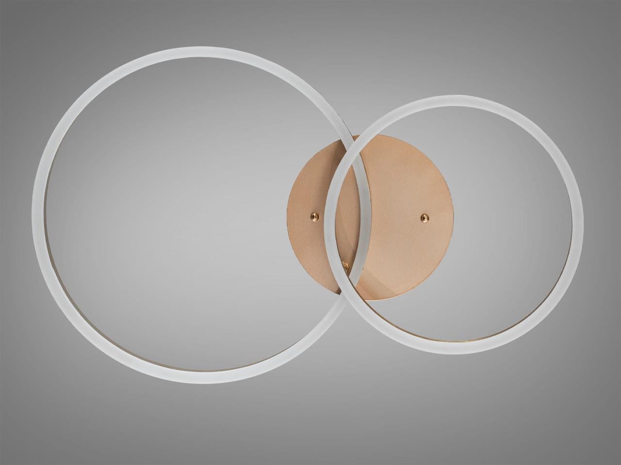 Потолочная светодиодная люстра для спальни 2539G с диммером и кольцами 50 Вт с пультом Золотая (2931084395)