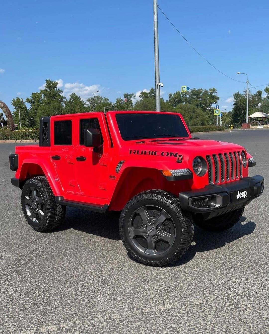 Дитячий електромобіль двомісний Jeep Rubicon XL 4 мотори шкіряне сидіння Червоний (14604827) - фото 3