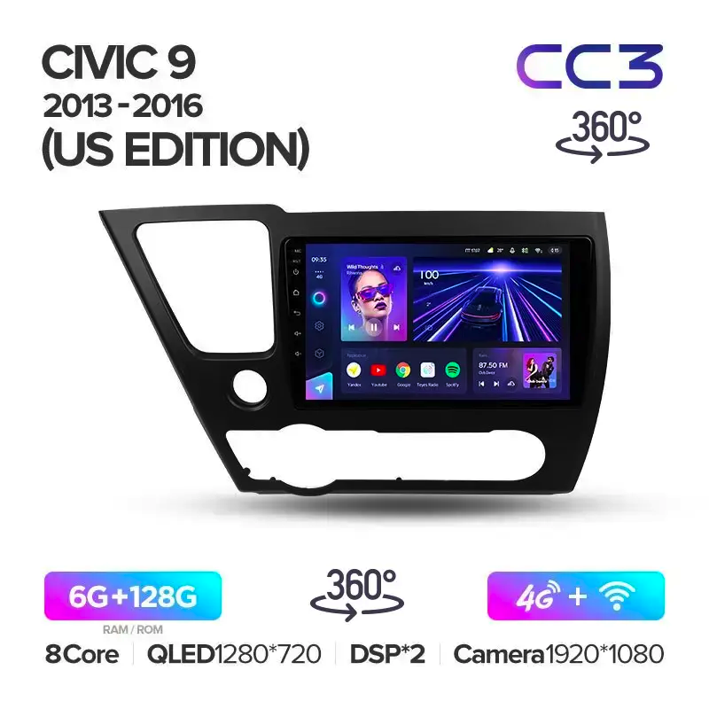 Автомагнитола штатная Teyes CC3 360° для Honda Civic 9 US EDITION 2013-2016 Android (1659122594) - фото 2