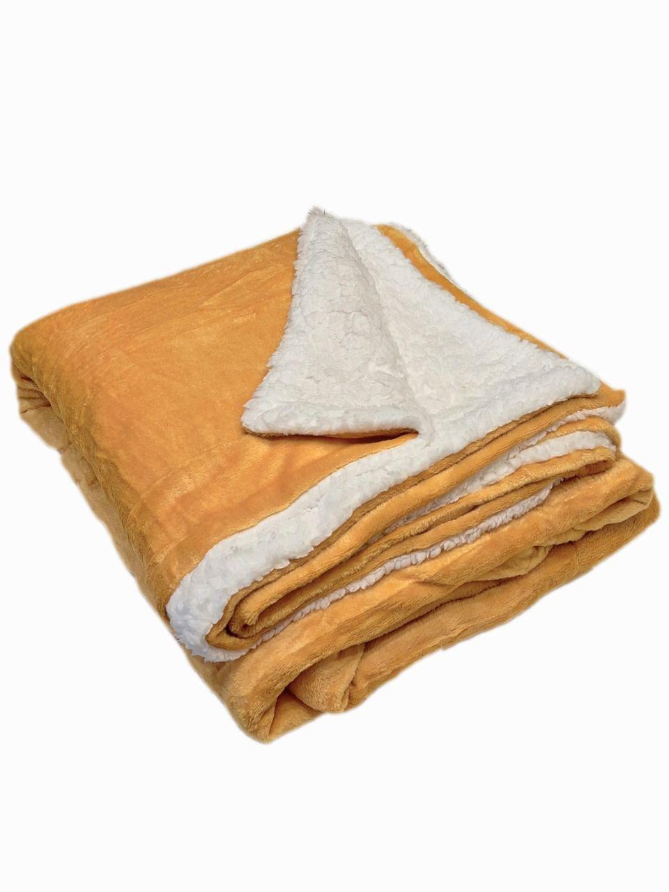 Плед двосторонній MIULEE на овчині 150x200 см Жовто-білий (1699)