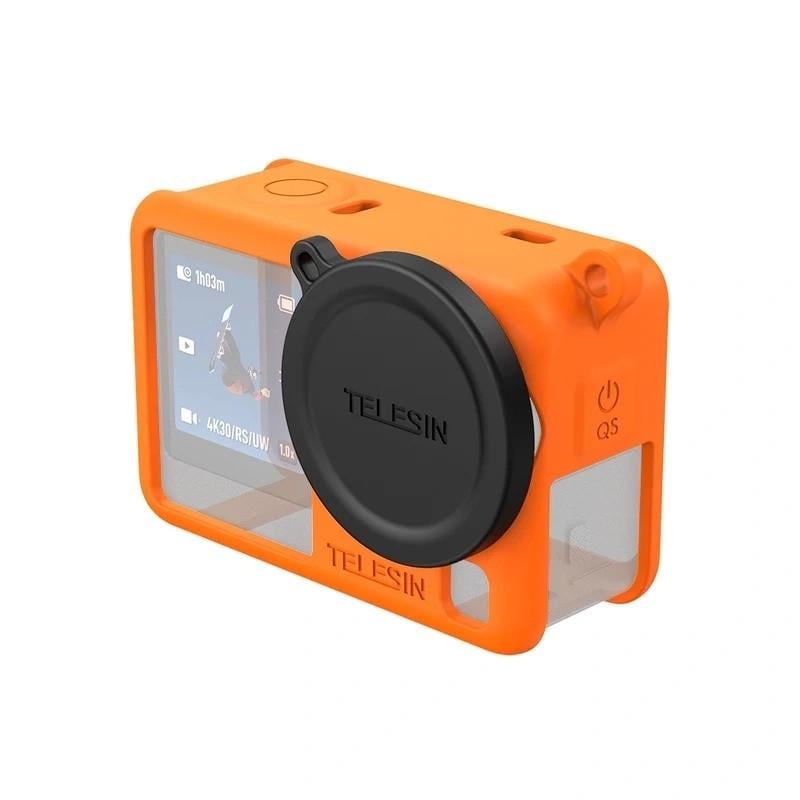 Чехол с крышкой на силиконовый объектив Telesin S6-PTC-11OG для экшн камер DJI OSMO Action 6 Оранжевый (2887363332)