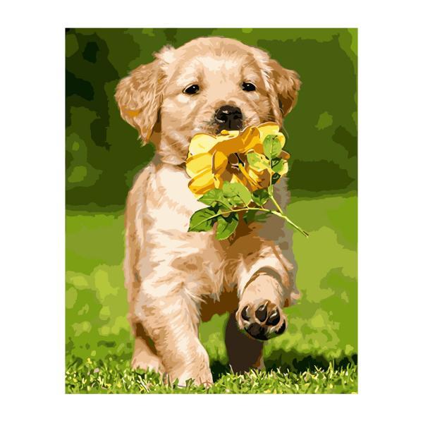 Набор для росписи по номерам Strateg Маленький лабрадор 40х50 см (VA-2856-mt)