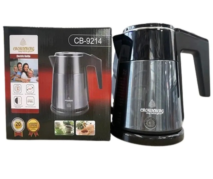 Электрочайник дисковый Crownberg CB-9214 из нержавеющей стали 2200 Вт 1,8 л (ML-04299)
