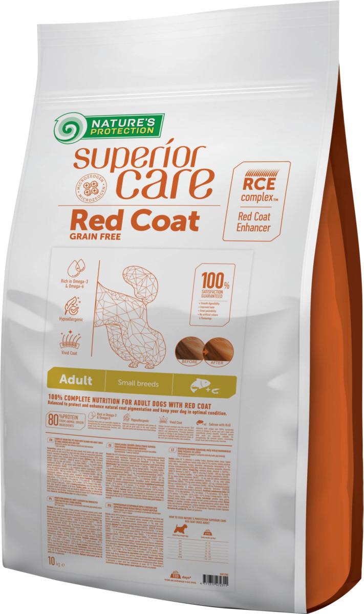 Корм сухой Nature's Protection Superior с лососем беззерновой для взрослых собак с рыжим окрасом шерсти для мелких пород 10 кг (NPSC47233)