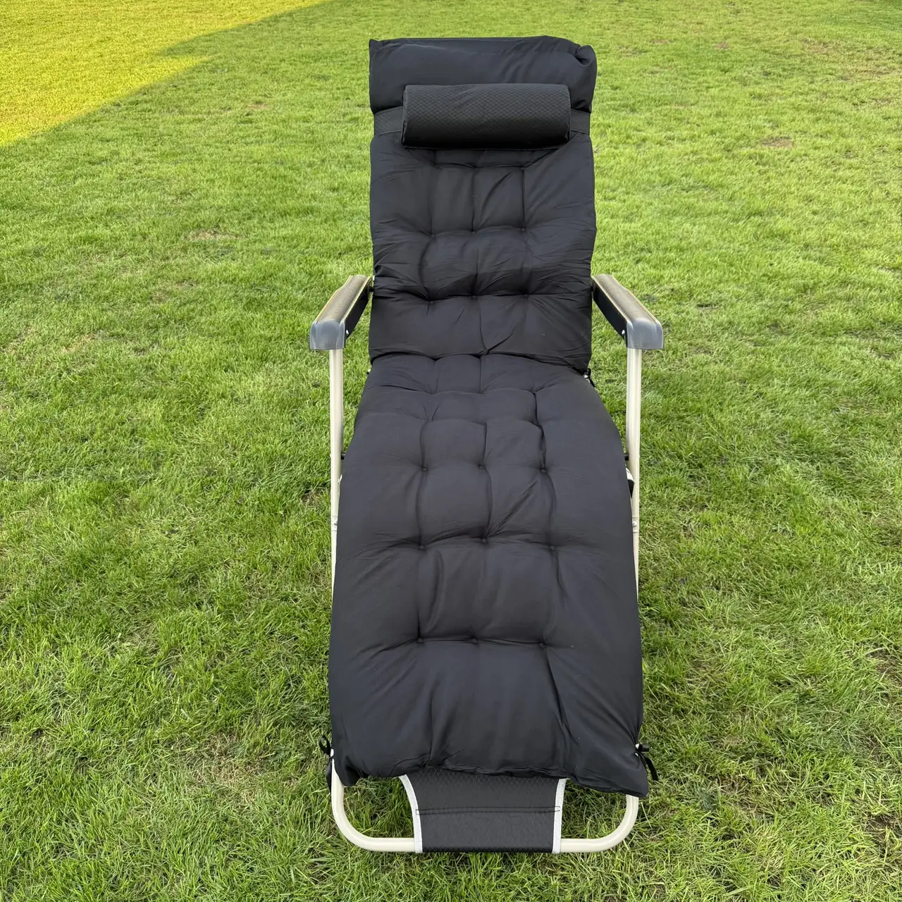 Шезлонг садовый тканевый с матрасом Garden Серый/Черный - фото 2 Шезлонг садовый тканевый с матрасом Garden Серый/Черный - фото 2