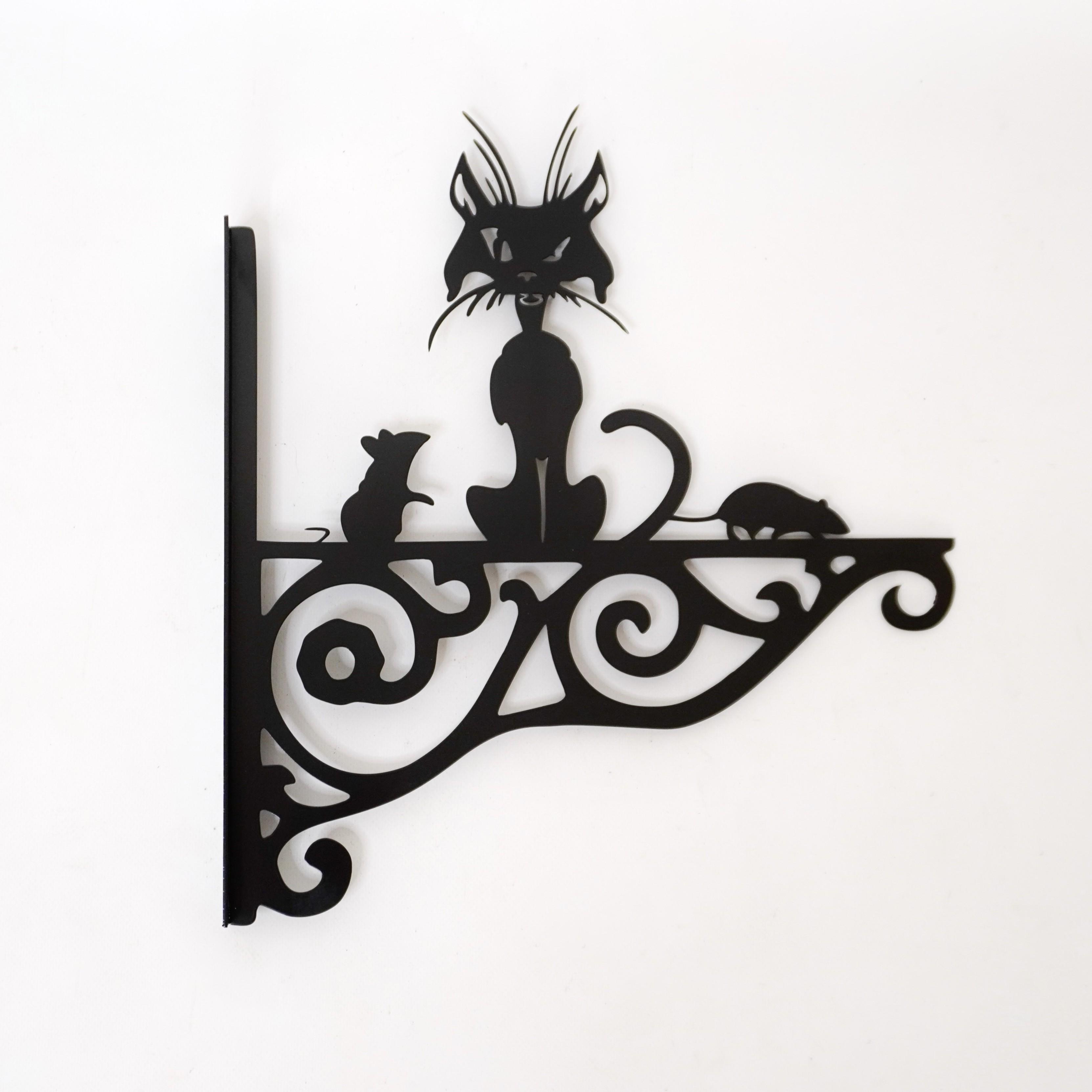 Кронштейн Блудний кіт для кашпо з квітами метал Чорний (Б002)