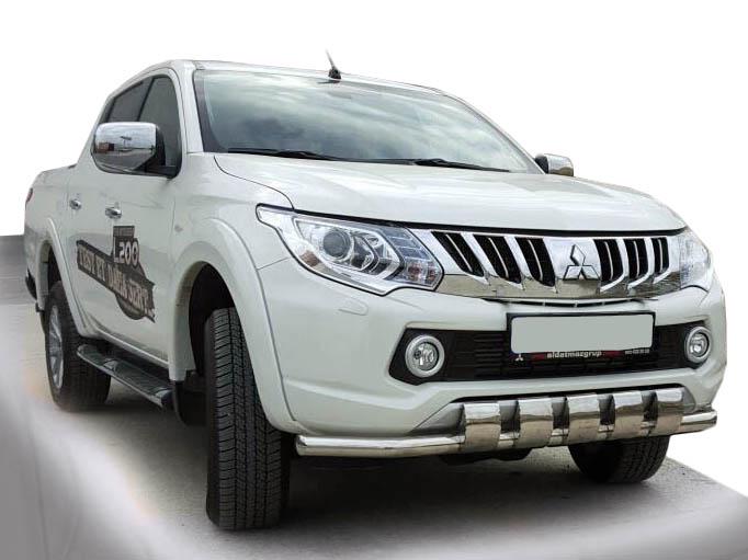 Передняя защита ST015 CAN для Mitsubishi L200 2015-2025 гг. нержавеющая сталь Хром