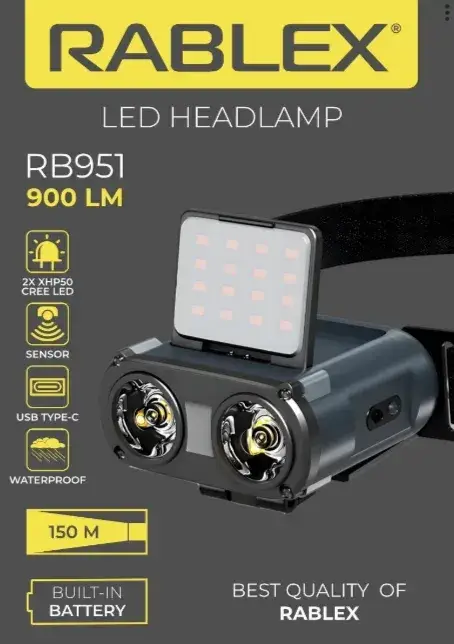 Ліхтар налобний акумуляторний Rablex RB-951 біле/червоне світло (30151083ER) - фото 4 Ліхтар налобний акумуляторний Rablex RB-951 біле/червоне світло (30151083ER) - фото 4