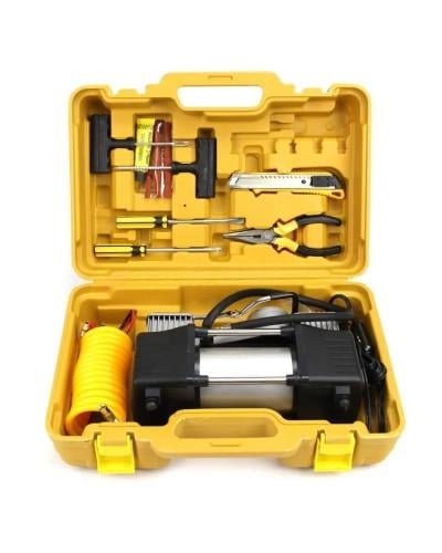 Автомобильный однопоршневый компрессор с набором инструментов