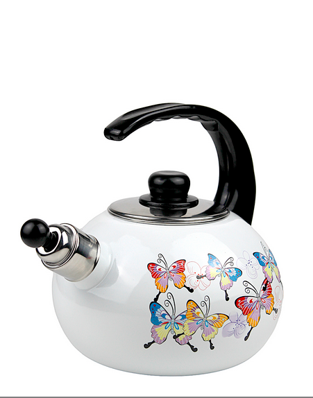 Чайник эмалированный Бабочки со свистком 2,5 л Белый (1035) - фото 4 Чайник эмалированный Бабочки со свистком 2,5 л Белый (1035) - фото 4