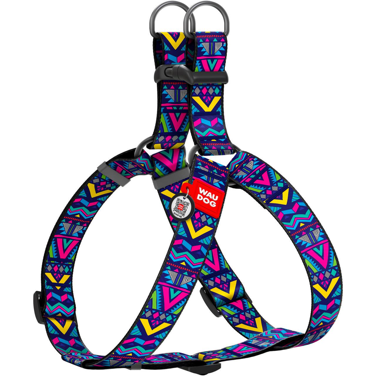Шлея для собак Waudog Nylon з QR паспортом Інді пластиковий фастекс XL (324-0016)