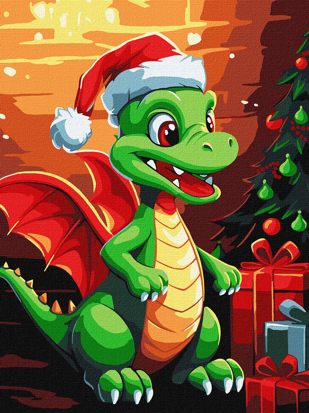 Картина по номерам Идейка Рождественский дракон 30x40 см (Id-KHO6110)